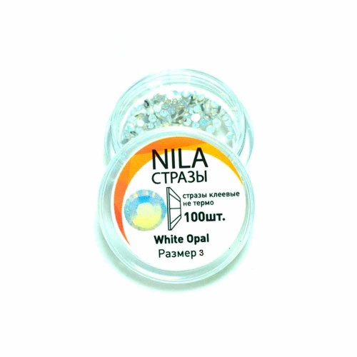 Стрази в баночці Nila White Opal 100...