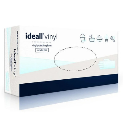 Виниловые перчатки Mercator Ideall Vinyl - неопудренные, размер M, белые 100 шт.