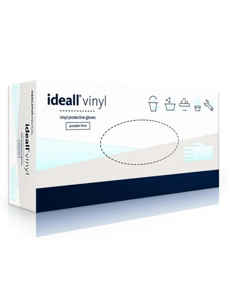 Виниловые перчатки Mercator Ideall Vinyl - неопудренные, размер M, белые 100 шт.