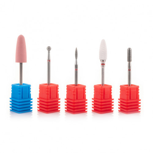 Набор насадок для маникюра и педикюра, 5 шт. ( SET 5 RED)